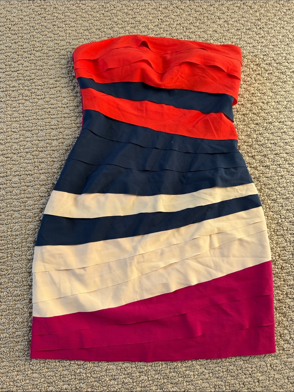 Ark & Co Strapless Colorblock Dress in Red, Navy, Cream, Fuchsia
